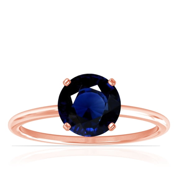 GemsNY September Birthstone - Dainty Round Four Prong Blue Sapphire Solitaire Ring (Grade - AA | 1.05cts.)