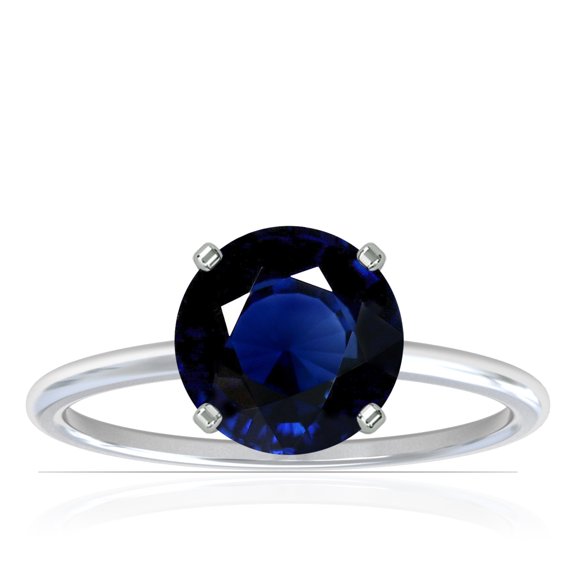 GemsNY September Birthstone - Dainty Round Four Prong Blue Sapphire Solitaire Ring (Grade - AA | 1.55cts.)