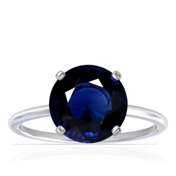 GemsNY September Birthstone - Dainty Round Four Prong Blue Sapphire Solitaire Ring (Grade - AA | 2.25cts.)