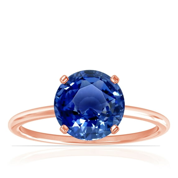 GemsNY September Birthstone - Dainty Round Four Prong Blue Sapphire Solitaire Ring (Grade - AAA | 1.55cts.)