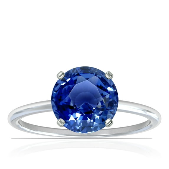 GemsNY September Birthstone - Dainty Round Four Prong Blue Sapphire Solitaire Ring (Grade - AAA | 1.55cts.)