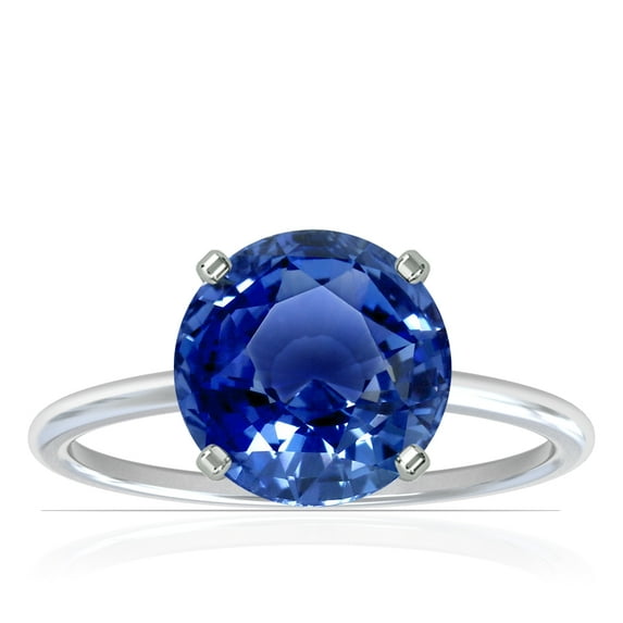 GemsNY September Birthstone - Dainty Round Four Prong Blue Sapphire Solitaire Ring (Grade - AAA | 2.25cts.)