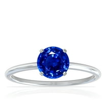 GemsNY September Birthstone - Dainty Round Four Prong Blue Sapphire Solitaire Ring (Grade - AAAA | 0.65cts.)
