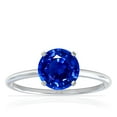 thumbnail image 1 of GemsNY September Birthstone - Dainty Round Four Prong Untreated Blue Sapphire Solitaire Ring (Grade - AAAAA | 1.05cts.), 1 of 4