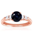 thumbnail image 1 of GemsNY September Birthstone - Five Stone Round Blue Sapphire and Diamond Ring (Grade - A | 0.91cttw), 1 of 4