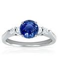 thumbnail image 1 of GemsNY September Birthstone - Five Stone Round Blue Sapphire and Diamond Ring (Grade - AAA | 0.91cttw), 1 of 4
