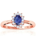 thumbnail image 1 of GemsNY September Birthstone - Four Prong Princess Diana Inspired Oval Sapphire Halo Ring (0.92cttw), 1 of 4