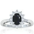 thumbnail image 1 of GemsNY September Birthstone - Four Prong Princess Diana Inspired Oval Sapphire Halo Ring (1.48cttw), 1 of 4