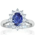 thumbnail image 1 of GemsNY September Birthstone - Four Prong Princess Diana Inspired Oval Sapphire Halo Ring (2.15cttw), 1 of 4