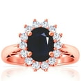 thumbnail image 1 of GemsNY September Birthstone - Four Prong Princess Diana Inspired Oval Sapphire Halo Ring (Grade - A | 2.85cttw), 1 of 4