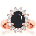 thumbnail image 1 of GemsNY September Birthstone - Four Prong Princess Diana Inspired Oval Sapphire Halo Ring (Grade - A | 4.05cttw), 1 of 4