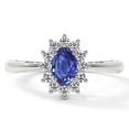 thumbnail image 1 of GemsNY September Birthstone - Four Prong Princess Diana Inspired Oval Sapphire Halo Ring (Grade - AAA | 0.92cttw), 1 of 4