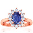 thumbnail image 1 of GemsNY September Birthstone - Four Prong Princess Diana Inspired Oval Sapphire Halo Ring (Grade - AAA | 2.15cttw), 1 of 4