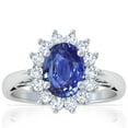 thumbnail image 1 of GemsNY September Birthstone - Four Prong Princess Diana Inspired Oval Sapphire Halo Ring (Grade - AAA | 2.85cttw), 1 of 4