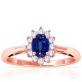 thumbnail image 1 of GemsNY September Birthstone - Four Prong Princess Diana Inspired Oval Sapphire Halo Ring (Grade - AAAA | 0.92cttw), 1 of 4