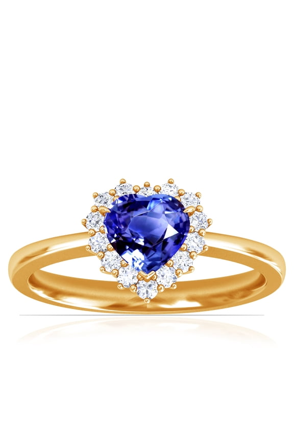 September Birthstone - Heart Shape Blue Sapphire Halo Ring (Grade - AAA | 0.79cttw)