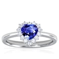 thumbnail image 1 of GemsNY September Birthstone - Heart Shape Blue Sapphire Halo Ring (Grade - AAA | 0.79cttw), 1 of 4