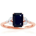 thumbnail image 1 of GemsNY September Birthstone - Petite Emerald Cut Blue Sapphire Ring with Round and Marquise Side Diamonds (Grade - A | 3.43cttw), 1 of 4