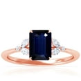 thumbnail image 1 of GemsNY September Birthstone - Petite Emerald Cut Blue Sapphire Ring with Round and Marquise Side Diamonds (Grade - AA | 2.18cttw), 1 of 4