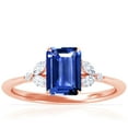 thumbnail image 1 of GemsNY September Birthstone - Petite Emerald Cut Blue Sapphire Ring with Round and Marquise Side Diamonds (Grade - AAA | 2.18cttw), 1 of 4