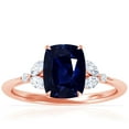 thumbnail image 1 of GemsNY September Birthstone - Petite Rectangle Cushion Blue Sapphire Ring with Round and Marquise Side Diamonds For Women (Grade - AA | 2.93cttw), 1 of 4