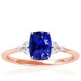 thumbnail image 1 of GemsNY September Birthstone - Petite Rectangle Cushion Blue Sapphire Ring with Round and Marquise Side Diamonds For Women (Grade - AAAA | 1.53cttw), 1 of 4