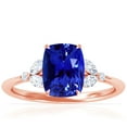 thumbnail image 1 of GemsNY September Birthstone - Petite Rectangle Cushion Untreated Blue Sapphire Ring with Round and Marquise Side Diamonds For Women (Grade - AAAAA | 2.93cttw), 1 of 4