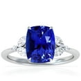 thumbnail image 1 of GemsNY September Birthstone - Petite Rectangle Cushion Untreated Blue Sapphire Ring with Round and Marquise Side Diamonds For Women (Grade - AAAAA | 3.68cttw), 1 of 4