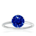 thumbnail image 1 of GemsNY September Birthstone - Petite Two Tone Round Untreated Blue Sapphire Solitaire Ring (Grade - AAAAA | 1.05cts.), 1 of 4