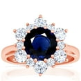 thumbnail image 1 of GemsNY September Birthstone - Prong Set Round Blue Sapphire Sunburst Diamond Halo Ring (Grade - AA | 2.33cttw), 1 of 4