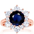 thumbnail image 1 of GemsNY September Birthstone - Prong Set Round Blue Sapphire Sunburst Diamond Halo Ring (Grade - AA | 3.35cttw), 1 of 4