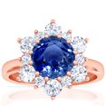 thumbnail image 1 of GemsNY September Birthstone - Prong Set Round Blue Sapphire Sunburst Diamond Halo Ring (Grade - AAA | 2.33cttw), 1 of 4