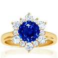 thumbnail image 1 of GemsNY September Birthstone - Prong Set Round Blue Sapphire Sunburst Diamond Halo Ring (Grade - AAAA | 1.56cttw), 1 of 4