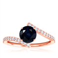 thumbnail image 1 of GemsNY September Birthstone - Round Blue Sapphire Bypass Ring With Prong Set Round Diamonds For Women (Grade - A | 0.91cttw), 1 of 4