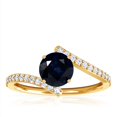thumbnail image 1 of GemsNY September Birthstone - Round Blue Sapphire Bypass Ring With Prong Set Round Diamonds (Grade - A | 0.91cttw), 1 of 4