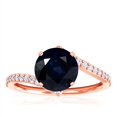 thumbnail image 1 of GemsNY September Birthstone - Round Blue Sapphire Bypass Ring With Prong Set Round Diamonds (Grade - A | 1.81cttw), 1 of 4