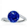 thumbnail image 1 of GemsNY September Birthstone - Round Blue Sapphire Bypass Ring With Prong Set Round Diamonds (Grade - AAAA | 2.51cttw), 1 of 4