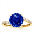 thumbnail image 1 of GemsNY September Birthstone - Round Blue Sapphire Bypass Ring With Prong Set Round Diamonds (Grade - AAAA | 2.51cttw), 1 of 4