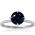 thumbnail image 1 of GemsNY September Birthstone - Round Prong Set Blue Sapphire Hidden Halo Ring with Petite Pave Set Band (Grade - A | 0.99cttw), 1 of 4