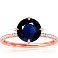 thumbnail image 1 of GemsNY September Birthstone - Round Prong Set Blue Sapphire Hidden Halo Ring with Petite Pave Set Band (Grade - AA | 1.39cttw), 1 of 4