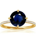 thumbnail image 1 of GemsNY September Birthstone - Round Prong Set Blue Sapphire Hidden Halo Ring with Petite Pave Set Band (Grade - AA | 1.89cttw), 1 of 4
