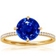 thumbnail image 1 of GemsNY September Birthstone - Round Prong Set Blue Sapphire Hidden Halo Ring with Petite Pave Set Band (Grade - AAAA | 1.39cttw), 1 of 4