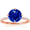 thumbnail image 1 of GemsNY September Birthstone - Round Prong Set Blue Sapphire Hidden Halo Ring with Petite Pave Set Band (Grade - AAAA | 1.89cttw), 1 of 4