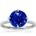thumbnail image 1 of GemsNY September Birthstone - Round Prong Set Untreated Blue Sapphire Hidden Halo Ring with Petite Pave Set Band For Women (Grade - AAAAA | 2.59cttw), 1 of 4