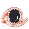 thumbnail image 1 of GemsNY September Birthstone - Spiral Shank Oval Blue Sapphire Ring with Pave Set Round Diamonds (Grade - A | 3.03cttw), 1 of 4