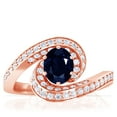 thumbnail image 1 of GemsNY September Birthstone - Spiral Shank Oval Blue Sapphire Ring with Pave Set Round Diamonds (Grade - AA | 1.93cttw), 1 of 4