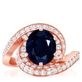 thumbnail image 1 of GemsNY September Birthstone - Spiral Shank Oval Blue Sapphire Ring with Pave Set Round Diamonds (Grade - AA | 2.33cttw), 1 of 4
