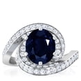 thumbnail image 1 of GemsNY September Birthstone - Spiral Shank Oval Blue Sapphire Ring with Pave Set Round Diamonds (Grade - AA | 2.33cttw), 1 of 4