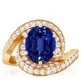 thumbnail image 1 of GemsNY September Birthstone - Spiral Shank Oval Blue Sapphire Ring with Pave Set Round Diamonds (Grade - AAAA | 3.03cttw), 1 of 4