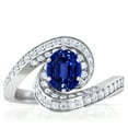 thumbnail image 1 of GemsNY September Birthstone - Spiral Shank Oval Untreated Blue Sapphire Ring with Pave Set Round Diamonds For Women (Grade - AAAAA | 2.28cttw), 1 of 4